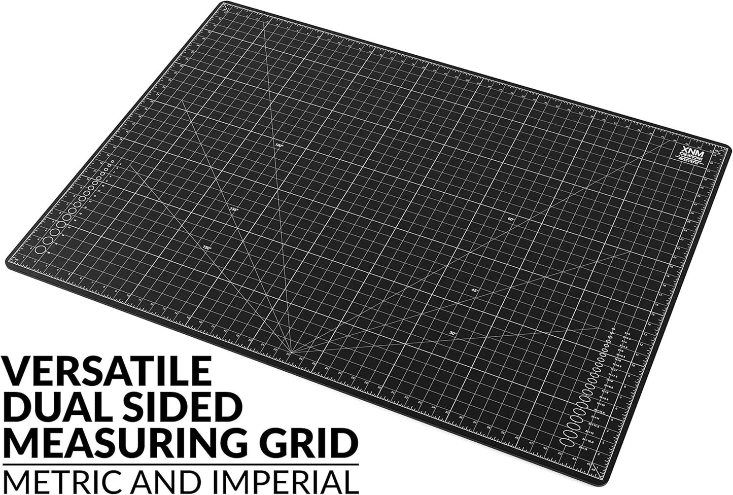 XNM Premium Self Healing Cutting Mat - 18 Inches by 24 inches - A2, 3 Layer Quality PVC Construction - Dual Sided, Imperial and Metric Grid Lines - Perfect for Cutting, Sewing, and Crafts