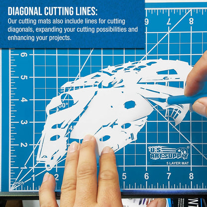U.S. Art Supply 18" x 24" Self-Healing Cutting Mat 5-Ply - Double-Sided Pink/Blue Craft Mat, Non-Slip Cutting Mats for Crafts, Sewing, Quilting, Scrapbooking