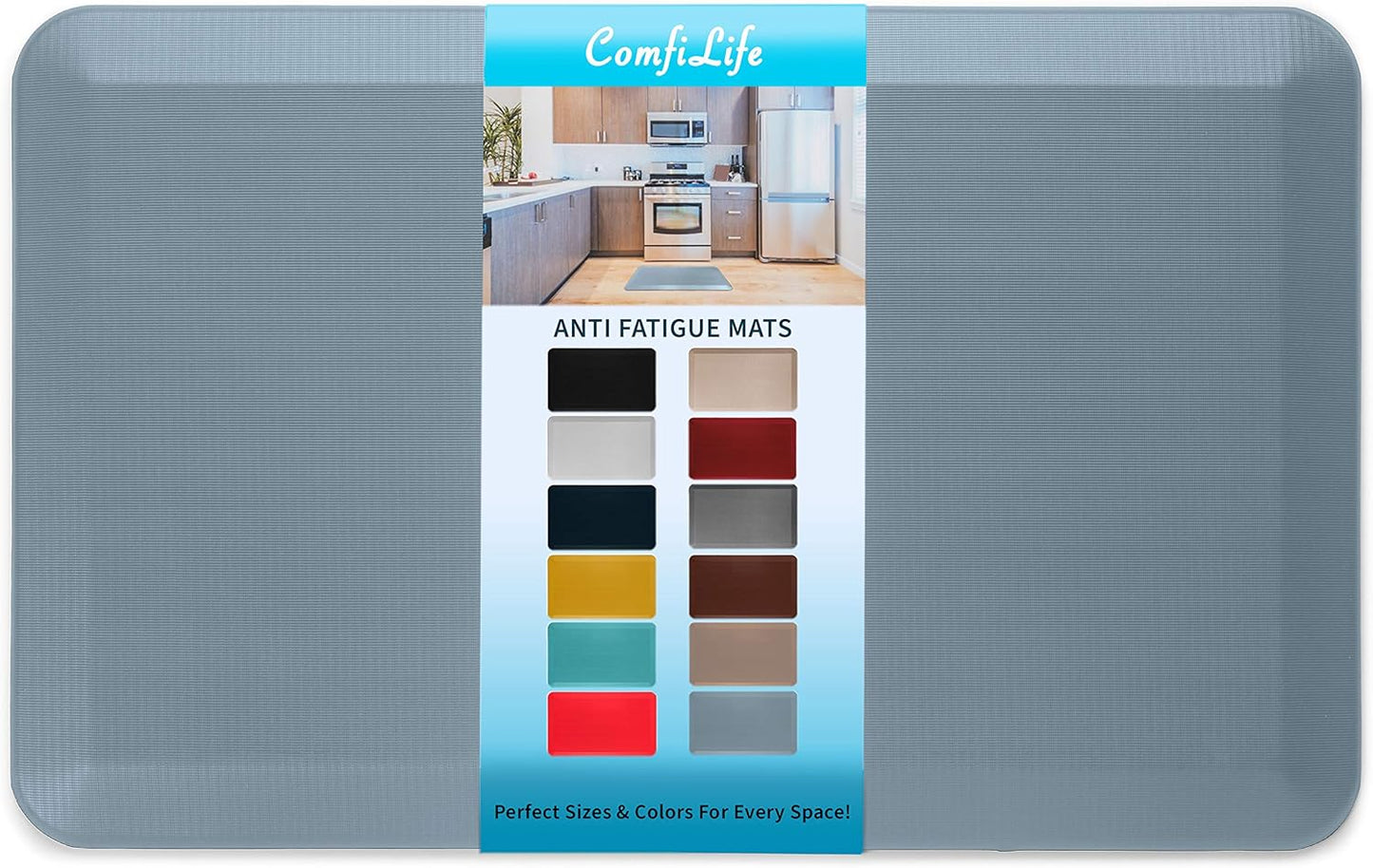 ComfiLife Anti Fatigue Floor Mat – 3/4 Inch Thick Kitchen Mats for Floor, Standing Desk Mat, Kitchen Rug – Comfort at Home, Office – Durable – Stain Resistant – Non-Slip Bottom (20" x 32", Black)