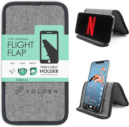 Flight Flap Airplane Phone Holder, Flexible Cell Phone Holder, Folding Cellphone Stand for Desk, Bed, Office, Treadmill - Airplane Gadgets for Long Travel Accessories - Plane Essentials (Green)
