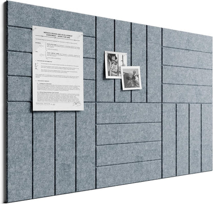 Bumusty Large Cork Board Alternative-48 x 36" Felt Bulletin Board Tiles, with 30 Pushpins, 70 Adhesive Tabs, Bold-Stripe 12-Pack, Cork Boards for Office Push Pin Board Felt Board-Carbon Blue