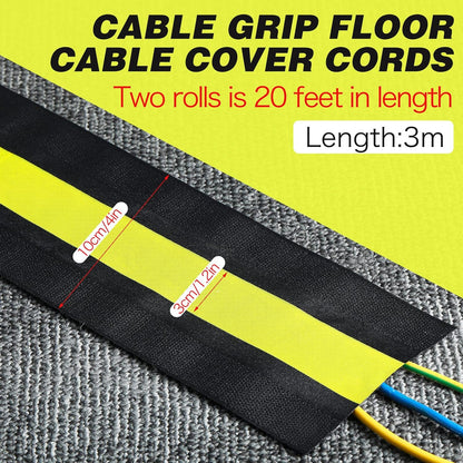 WILLBOND Carpet Cord Cover Cable Protector Floor Cover Cable Protector Management Only for Commercial Office Carpet(19.69 ft,Black)