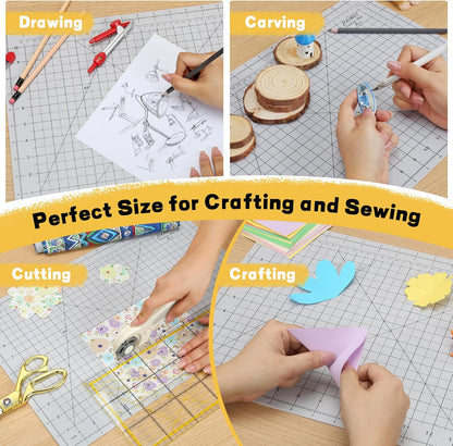 Premium Self Healing Cutting Mat 18'' x 12'', A3 Non-slip Sewing Mat for Quilting, 5-Ply Rotary Cutting Board Double-Sided for Crafts Cutting Fabric Scrapbooking Modeling Projects, Anthracite Gray