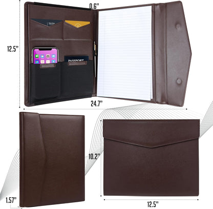 STYLIO Padfolio Portfolio Organizer Binder | Interview Resume Folder, Legal Document, Business Card Holder |w/Letter-Sized Notepad | Handsome Piano Noir Faux Leather Folio Matte Finish, Accent Stitch