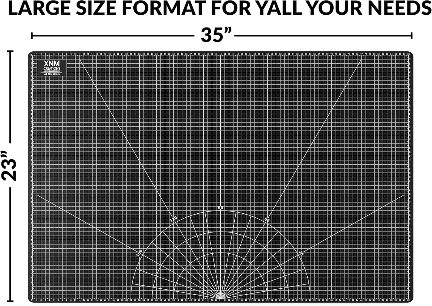 XNM Premium Self Healing Cutting Mat - 18 Inches by 24 inches - A2, 3 Layer Quality PVC Construction - Dual Sided, Imperial and Metric Grid Lines - Perfect for Cutting, Sewing, and Crafts