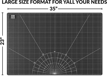 XNM Premium Self Healing Cutting Mat - 18 Inches by 24 inches - A2, 3 Layer Quality PVC Construction - Dual Sided, Imperial and Metric Grid Lines - Perfect for Cutting, Sewing, and Crafts