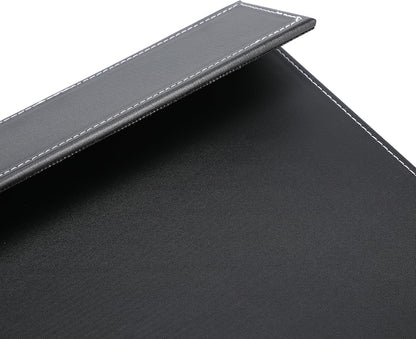 24" x 18" Leather Desk Blotter with Top Rail for Writing Leather Executive Desk Pad Protector Desk Mat for Office Home Workplace Black