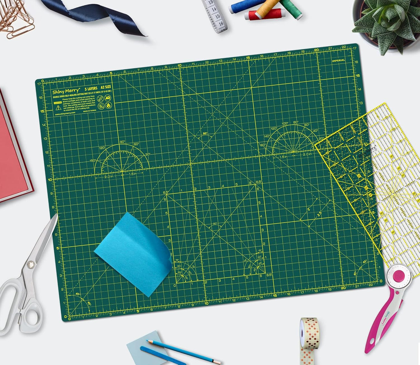 Self Healing Cutting Mat A3 12"x18" – Double Sided 5-Ply Craft Mat for Sewing, Quilting, Fabric, Scrapbooking – Pink/Purple