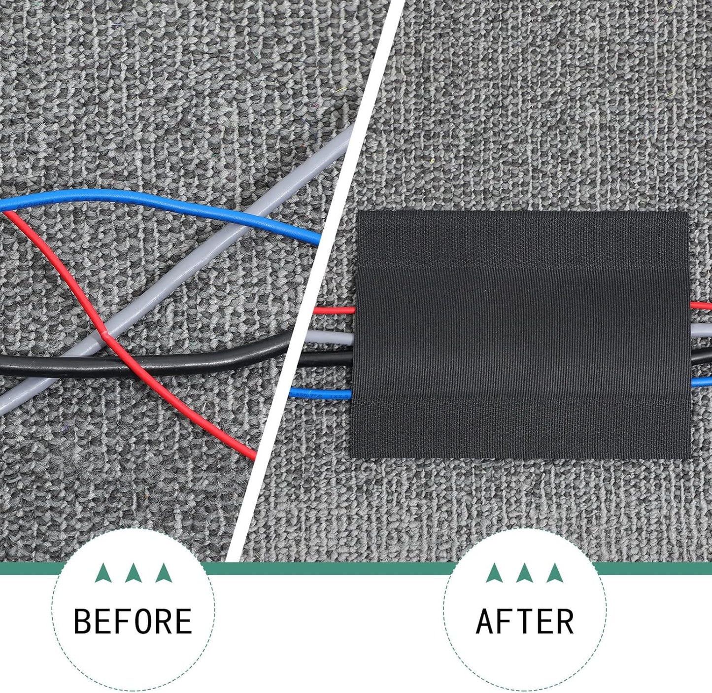 WILLBOND Carpet Cord Cover Cable Protector Floor Cover Cable Protector Management Only for Commercial Office Carpet(19.69 ft,Black)