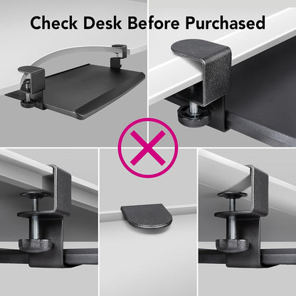 EHO Large Ergonomic C-Clamp Keyboard Tray Mount Under Desk with Wrist Rest, Slide-Out Platform 27.5" (31.8" Including Clamps) x 12.5", Pull Out Keyboard & Mouse Tray for Home or Office, Black