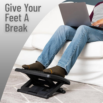 Mind Reader Foot Rest, Under Desk at Work, Ergonomic, Height Adjustable, Office, Plastic, Black