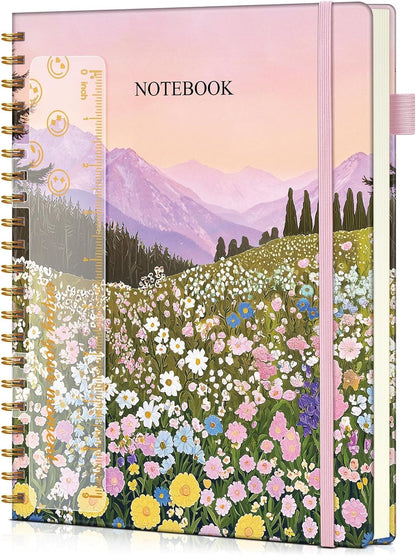 Dotted Notebook, Spiral Notebook Journal 8.5” x 11”, A4 Large Dot Grid Notebooks for Women Men, 100 GSM Dotted Paper, Plastic Hardcover Spiral Bullet Journals for Work School Sketching, Green