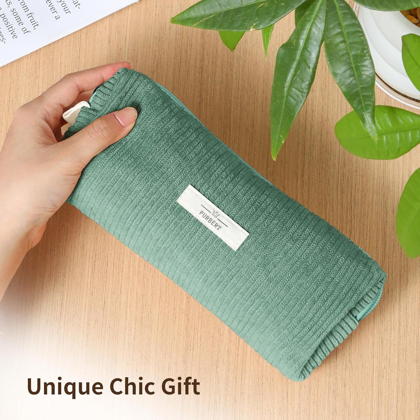Pencil Bag Pen Case, Soft Corduroy Small Pencil Pouch Organizer with Zipper, Cute Pencil Case Pouch Stationery for Girls and Boys – Apricot