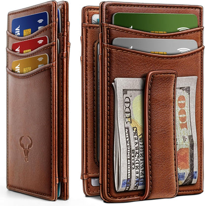 BULLIANT Men Airtag Wallet,Slim Wallet Money Clip Card Holder Magnetic Closure 12 Cards in Front Pocket RFID Blocking