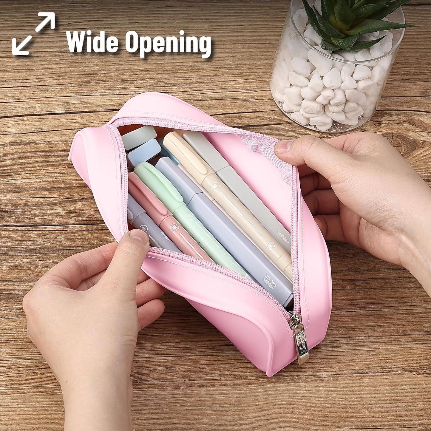 Mr. Pen- Silicone Pencil Case, Aesthetic Pencil Bag for Women, Makeup Pouch, Multifunctional Pouch for Stationery, Cosmetics and Electrical Goods Storage