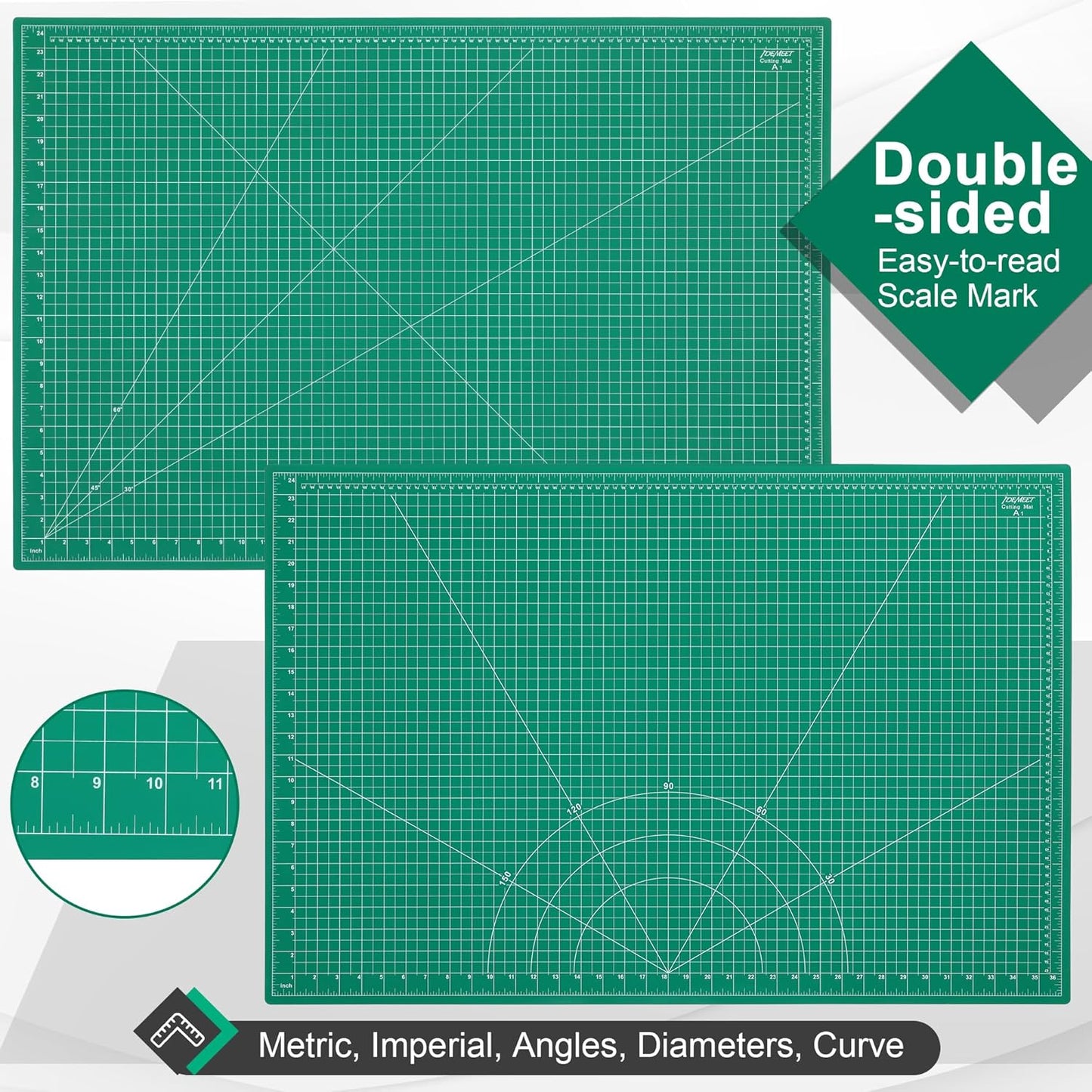 Density-upgraded 18"x12" Self Healing Cutting Mat, Idemeet Rotary Sewing Mat for Crafts, 5-Ply Blade Table Protector Cut Board for Fabric Leather Cutting Quilting Modeling Hobby Project, A3, Black