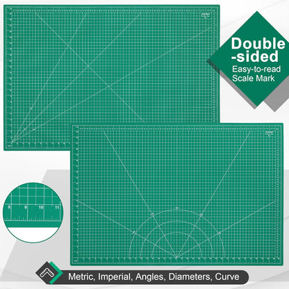 Density-upgraded 18"x12" Self Healing Cutting Mat, Idemeet Rotary Sewing Mat for Crafts, 5-Ply Blade Table Protector Cut Board for Fabric Leather Cutting Quilting Modeling Hobby Project, A3, Black