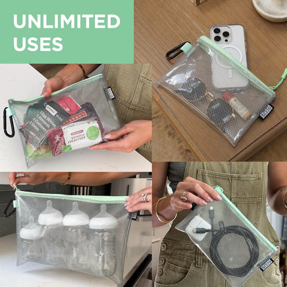 GOBAGS Air Production Multi‑Size Clear Zipper Pouch (4‑Pack) – Cable Organizer & Travel Gear Bag for Electronics, Camera Accessories, Tool Pouch & Small Tech Storage