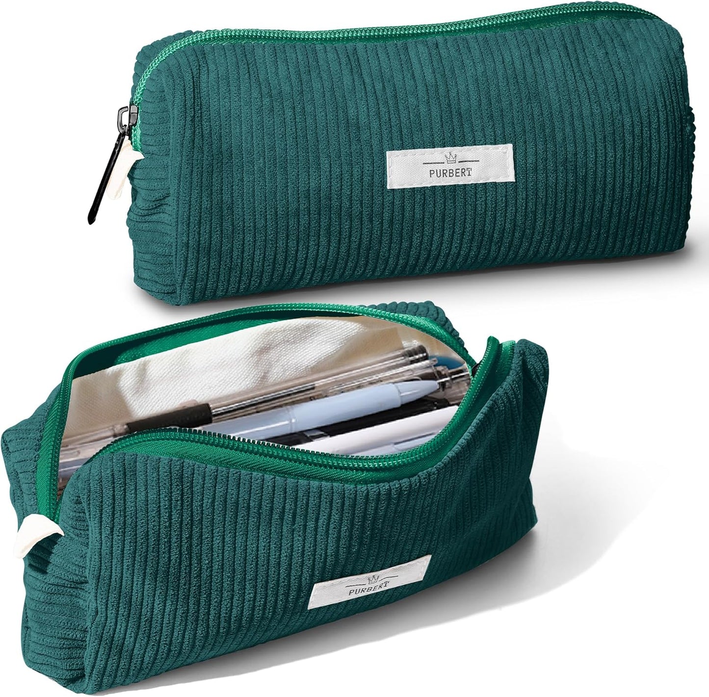Pencil Bag Pen Case, Soft Corduroy Small Pencil Pouch Organizer with Zipper, Cute Pencil Case Pouch Stationery for Girls and Boys – Apricot
