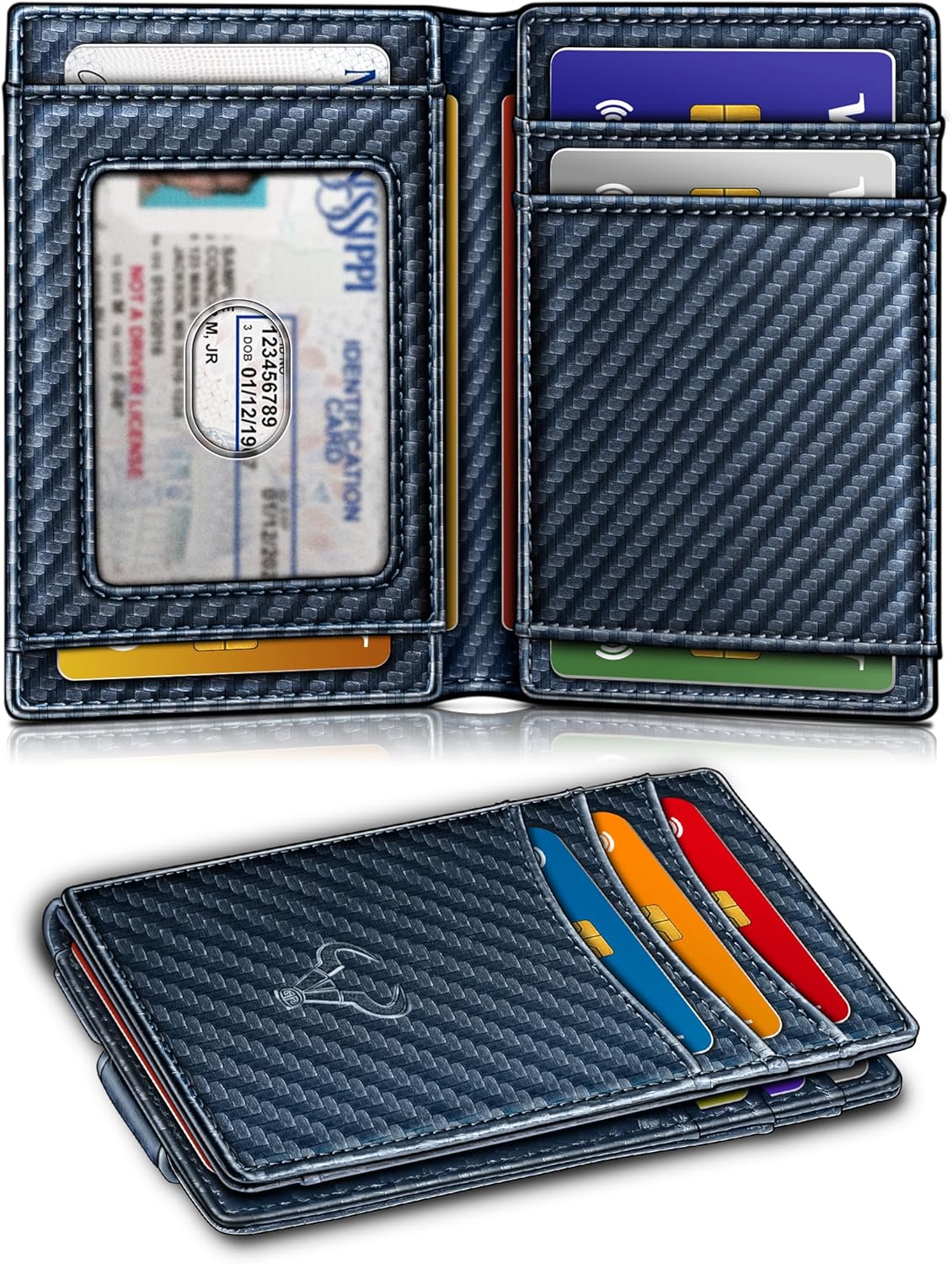 BULLIANT Men Airtag Wallet,Slim Wallet Money Clip Card Holder Magnetic Closure 12 Cards in Front Pocket RFID Blocking
