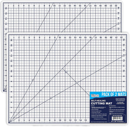 U.S. Art Supply 18" x 24" Self-Healing Cutting Mat 5-Ply - Double-Sided Pink/Blue Craft Mat, Non-Slip Cutting Mats for Crafts, Sewing, Quilting, Scrapbooking