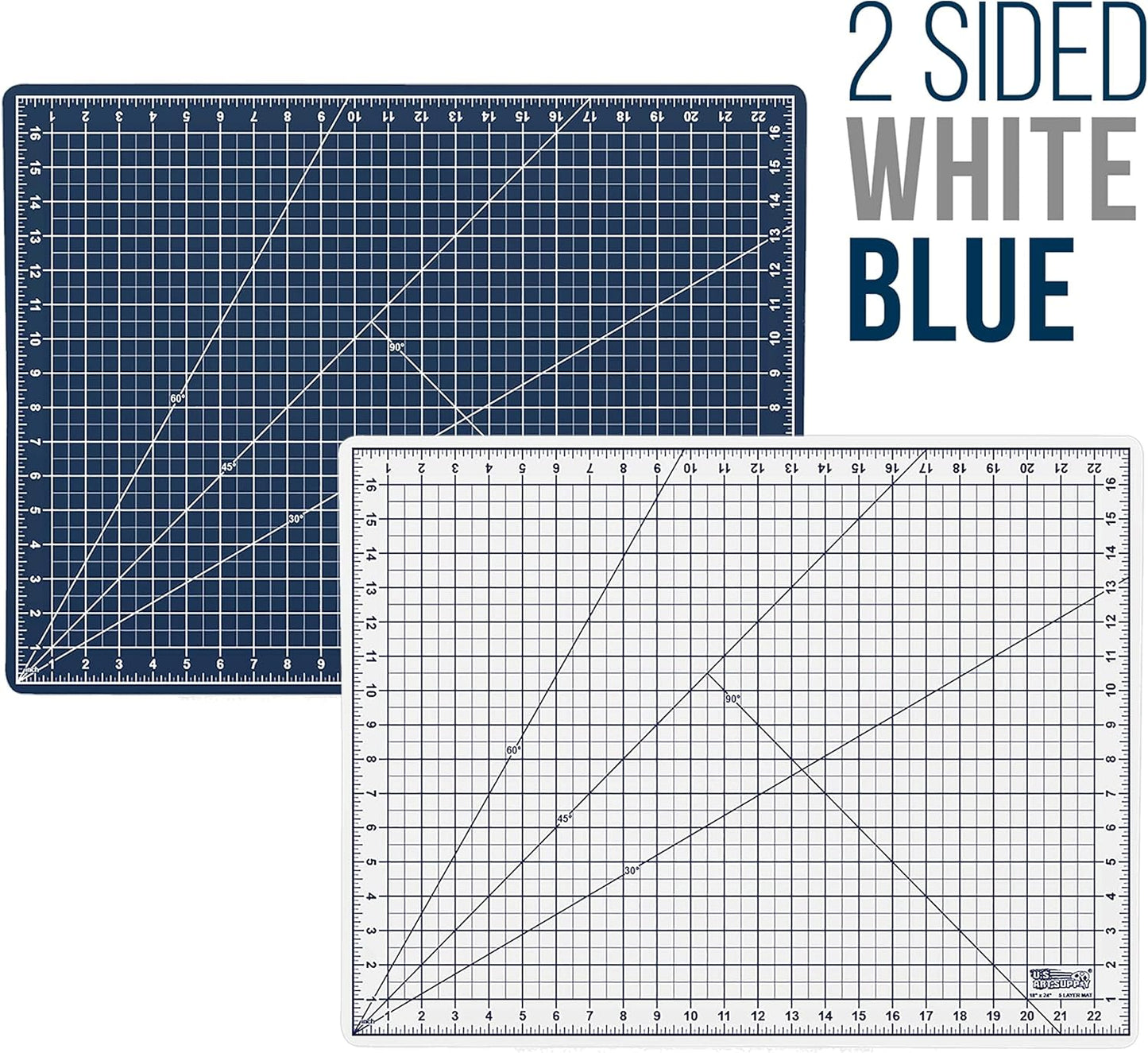 U.S. Art Supply 18" x 24" Self-Healing Cutting Mat 5-Ply - Double-Sided Pink/Blue Craft Mat, Non-Slip Cutting Mats for Crafts, Sewing, Quilting, Scrapbooking