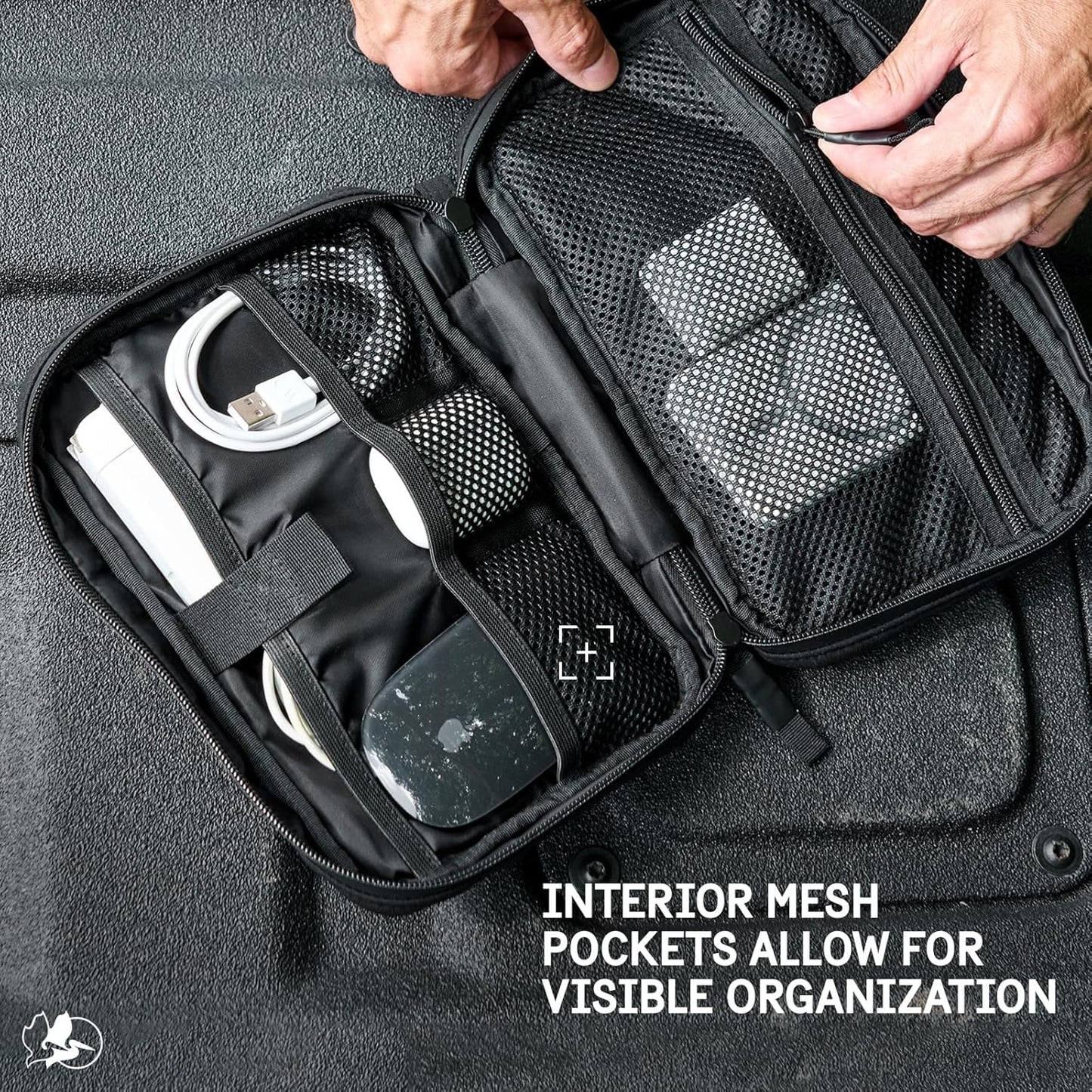 Pelican Electronic Organizer Travel Case - Portable Storage Bag with Multiple Storage Mesh Pockets for Cables, Chargers, Power Bank, AirPods - Black