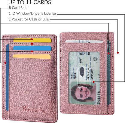 Travelambo Slim Wallet Front Pocket Minimalist Leather RFID Blocking Medium Size