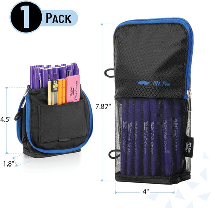 Mr. Pen- Standing Pencil Case Pouch, Sit & Lay Mesh-View Design, Black & Gray, Interior Pocket & 2 Elastic Binder Loops, Cute Pencil Case for Girls and Boys