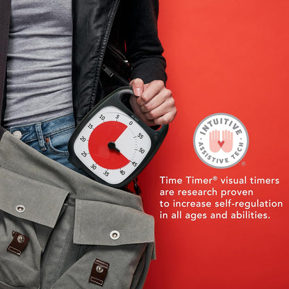 TIME TIMER Plus 20 Minute Desk Visual Timer - Countdown Timer with Portable Handle for Classroom, Office, Homeschooling, Study Tool with Silent Operation (White)