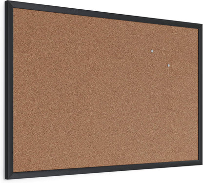 U Brands Cork Bulletin Board, 17" x 23", Black Wood Frame