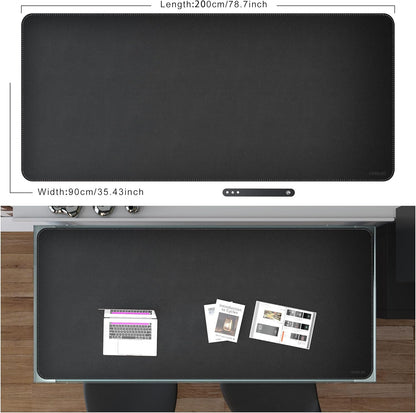 Mydours 40" x 20" Extra Large Desk Mat, PU Leather & Cork Desk Pad, Large XXL Desk Mouse Pad for Workstation, Office, Home, Computer Desk Mat with Keyboard & Mouse (Black)