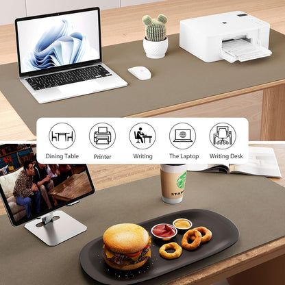 Aothia Dual-Sided Desk Pad - 25.6x13.7 inches Leather Desk Mat, Natural Cork Desk Pad Protector, Large Mouse Pad for Desk, Waterproof Desk Blotter Pad, Desk Writing Pad for Office Work/Home, Black