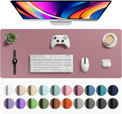 Aothia Leather Desk Pad Protector, Mouse Pad, Office Desk Mat, Non-Slip PU Leather Desk Blotter, Laptop Desk Pad, Waterproof Desk Writing Pad for Office and Home (Brown,23.6" x 13.7") - Colors A