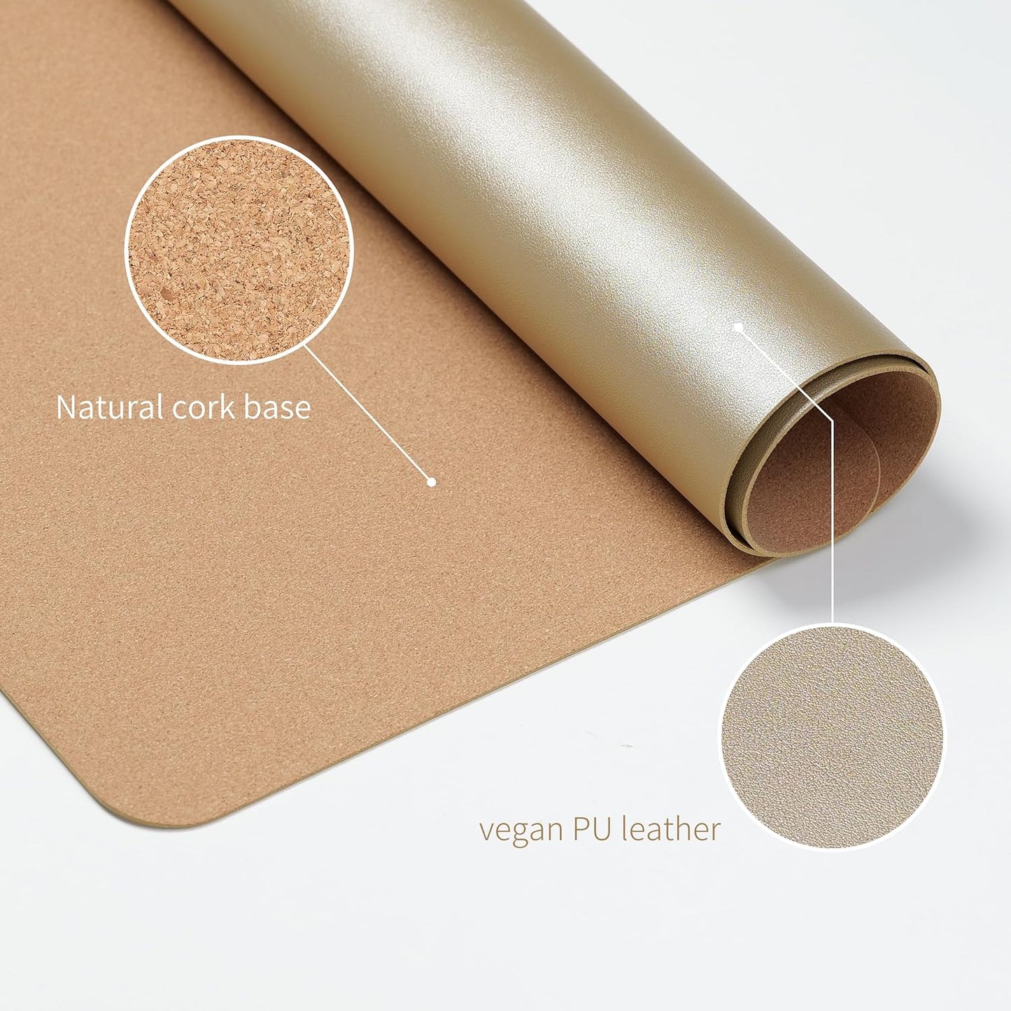 RENMTURE Desk Pad, Cork & PU Leather Desk Mat, Large Mouse pad, Non-Slip Desk Protector and Blotter, Waterproof Writing Pad, Desk Accessories and Organizers for Home Office (Light Yellow, 32"x16")