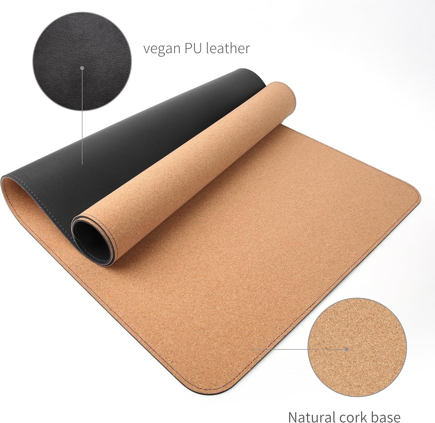 RENMTURE Dual-Sided Mouse Pad, Natural Cork & PU Leather Large Desk Pad for Office and Home Work, Desk Protector Non-Slip, Waterproof, Easy Clean (Olive Green, 32"x16")
