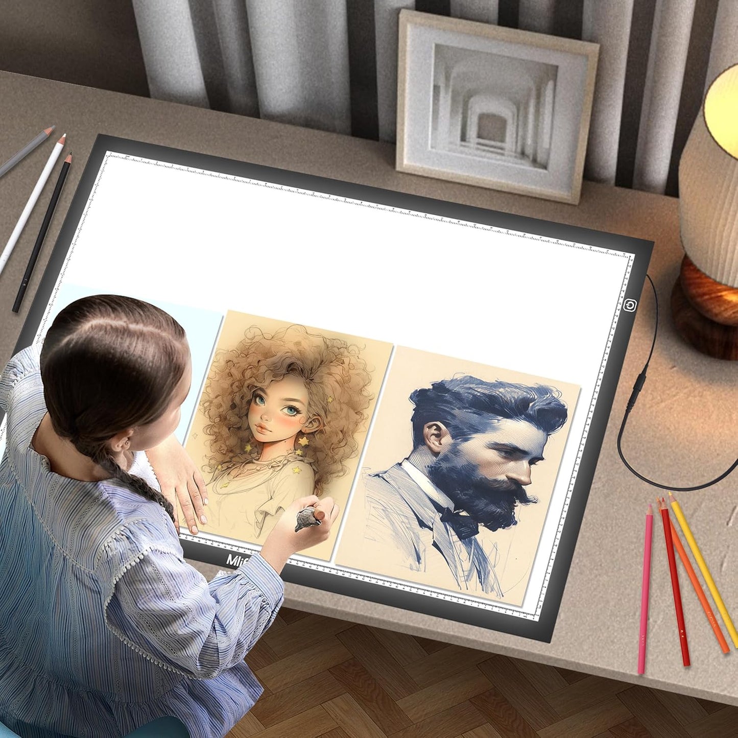 Mlife A2 LED Light Pad for Diamond Art Painting Light Board with 3 Brightness, Tracing Light Board with USB Cable & 4 Fasten Clips for Sketching, Animation, Drawing, Diamond Art Painting Supplies