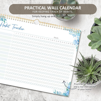 BIROYAL Habit Tracker Calendar 2026 (Undated 12 Months) - Daily Habit Tracker Jounal with Spiral Binding & Hanger - Goal Tracker - Motivational Monthly Habit Calendar - Productivity Tool and Workout Calendar - 8.6" x 11.2"