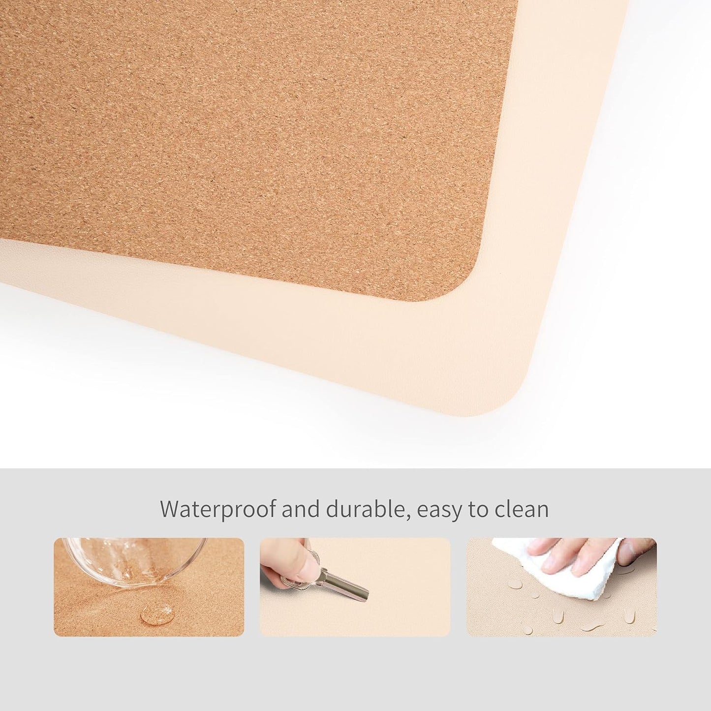 RENMTURE Dual-Sided Mouse Pad, Natural Cork & PU Leather Large Desk Pad for Office and Home Work, Desk Protector Non-Slip, Waterproof, Easy Clean (Olive Green, 32"x16")
