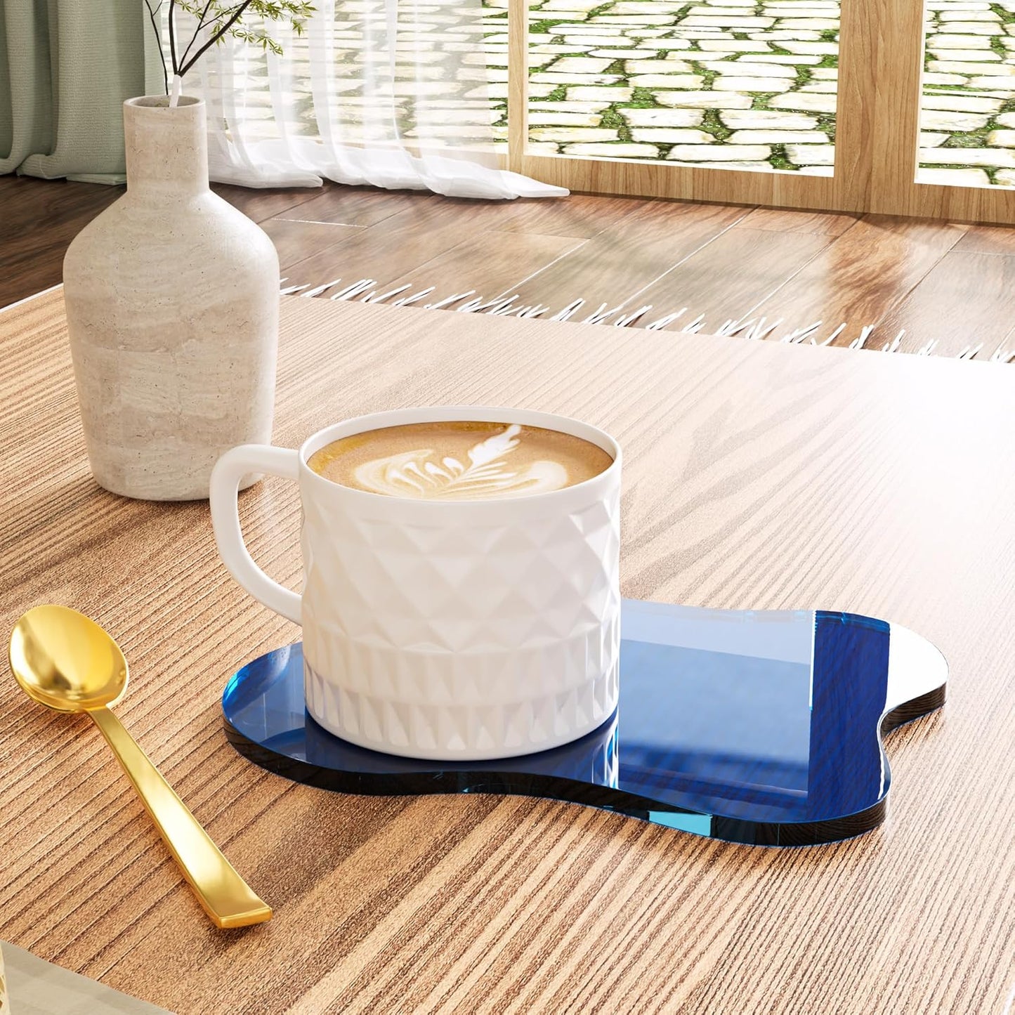Acrylic Coaster Decorative Plates, Irregular Bar Drink Coaster, Clear Cloud Shape Coffee Cup Coaster, Perfect for Tabletop Protection and Accessories Display.(Gold)