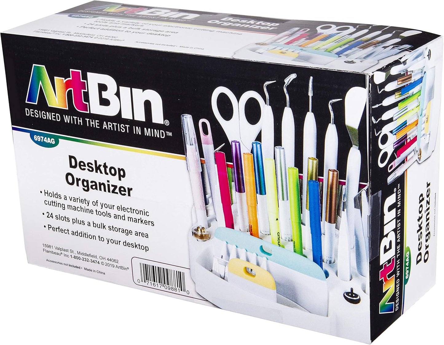 ArtBin 6974AG Desktop Accessory Storage with 24 Slots, [1] Art & Craft Organizer, White