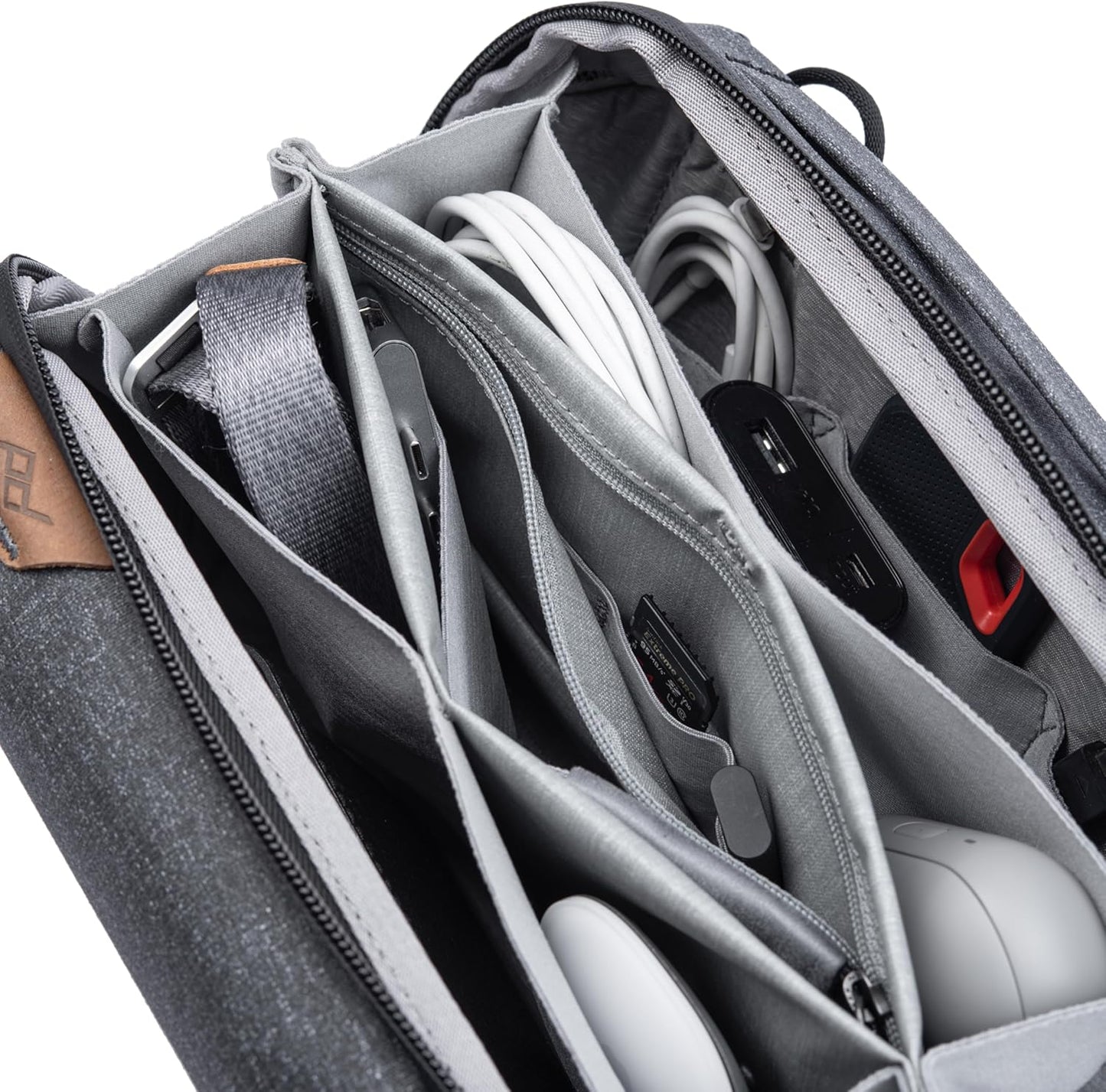 Peak Design Small Tech Pouch, Black, Electronics Organizer for Travel or Everyday Carry, Origami-Style Storage, Cable Pass-Through, Weatherproof Recycled Nylon, Gear Carry Bag for Men and Women