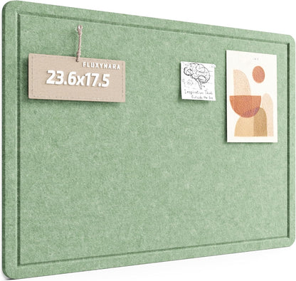 Fluxynara Bulletin Board, 23.6" x 17.5" Cork Board Alternative with 12 Safe Removable Adhesive Tabs, Foldable Felt Pin Board for Home Office, Classroom, Bedroom,Entryway for Walls—Sage