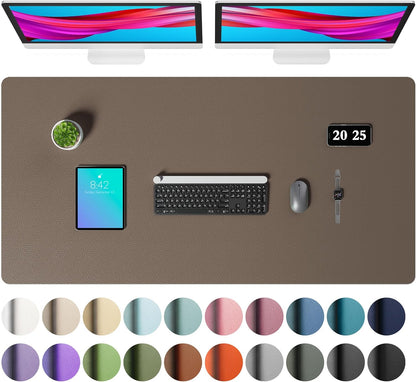 Aothia Leather Office Desk Pad Protector, Non-Slip PU Leather Desk Blotter, Waterproof Laptop Writing Mouse Pad for Office and Home, Black, 31.5" x 15.7" - Colors B
