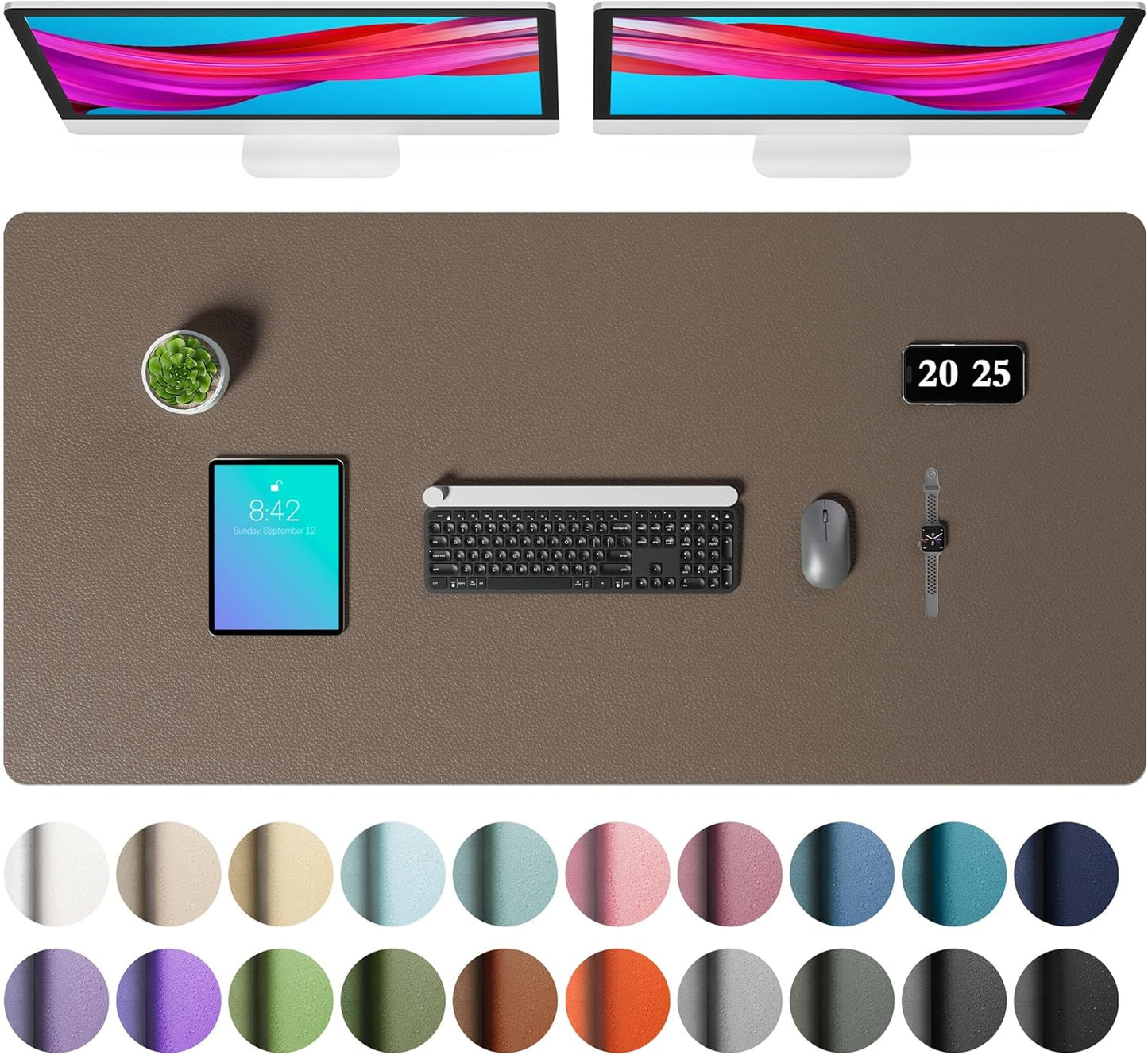Aothia Leather Desk Pad Protector, Mouse Pad, Office Desk Mat, Non-Slip PU Leather Desk Blotter, Laptop Desk Pad, Waterproof Desk Writing Pad for Office and Home (Black,36" x 17") - Colors B