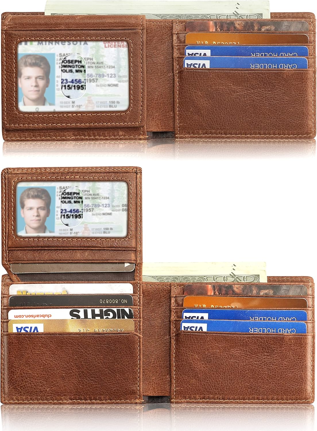 Mens Wallet With AirTag Holder, Bifold Leather RFID Blocking 1-2 ID Windows 12-13 Card Holders, Gift Box and Screen Protector Included, AirTag Not Included