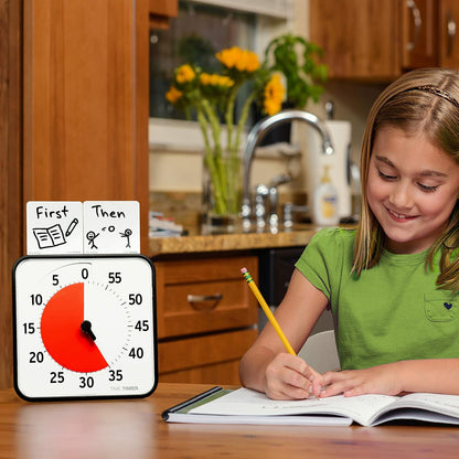 TIME TIMER 12 inch Visual Timer 60 Minute Kids Desk Countdown Clock with Dry Erase Activity Card, Also Magnetic for Classroom, Homeschooling Study Tool, Task Reminder, Home and Kitchen Timer