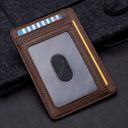 Buffway Slim Minimalist Front Pocket RFID Blocking Leather Wallets for Men and Women - Carbon Fiber Black - Colors B