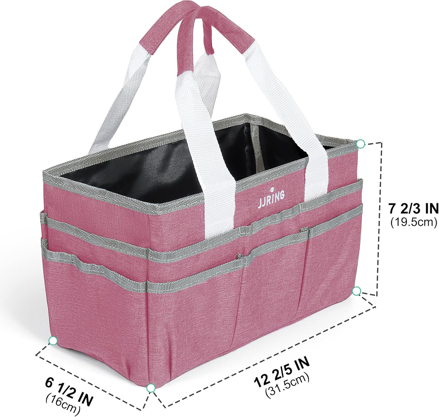 JJRING Craft Organizer Tote Bag for Art Storage, Caddy with Multiple Pockets, Bluish Green Sewing Bag for Scrapbooking, School, Medical, and Office Supplies