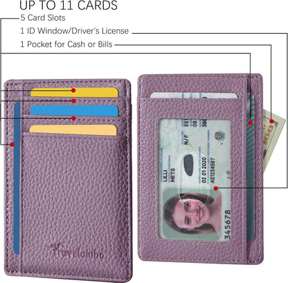 Travelambo Slim Wallet Front Pocket Minimalist Leather RFID Blocking Medium Size